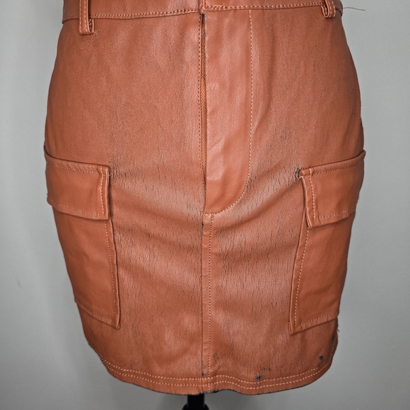 Love Tree Tan Leather Mini Skirt - Picture 2 of 4